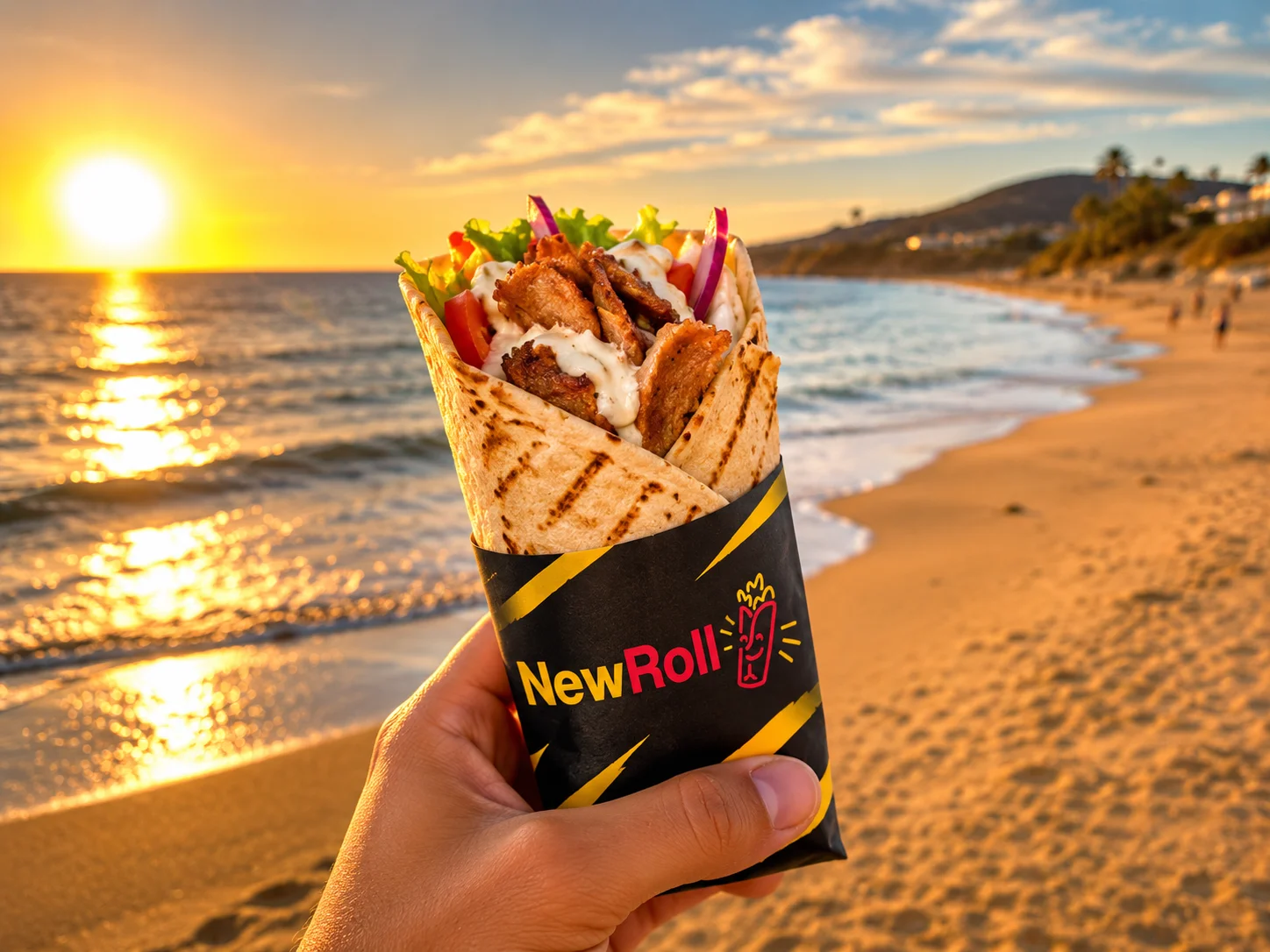 Dürüm kebab de NewRoll después de la playa en Las Palmas